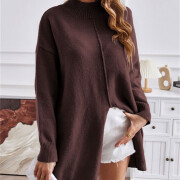 Womens-Mock-Neck-Oversized-Sweater-Coffee-4