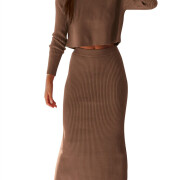 Womens-2-Piece-Outfits-Casual-Sweater-Skirt-Set-Brown-1