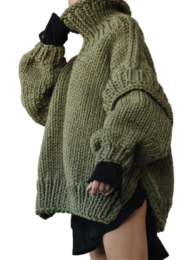 Womens-Turtleneck-Puffy-Long-Sleeve-Oversized-Sweater-Green-1.jpg