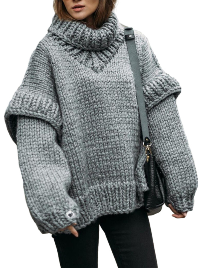 Womens-Turtleneck-Puffy-Long-Sleeve-Oversized-Sweater-Grey-1.jpg