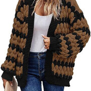 Womens-Cardigan-Fall-Long-Lantern-Sleeve-Open-Front-Loose-Striped-Color-Block-Chunky-Cable-Knit-Winter-Sweater-Coat-Brown-1