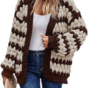 Womens-Cardigan-Fall-Long-Lantern-Sleeve-Open-Front-Loose-Striped-Color-Block-Chunky-Cable-Knit-Winter-Sweater-Coat-Coffee-3