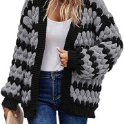 Womens-Cardigan-Fall-Long-Lantern-Sleeve-Open-Front-Loose-Striped-Color-Block-Chunky-Cable-Knit-Winter-Sweater-Coat-Grey-1