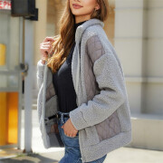 Womens-Winter-Fleece-Jacket-Long-Sleeve-Zipper-Warm-Fuzzy-Sherpa-Coats-with-Pockets-Grey-3