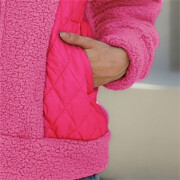 Womens-Winter-Fleece-Jacket-Long-Sleeve-Zipper-Warm-Fuzzy-Sherpa-Coats-with-Pockets-Rosered-2