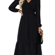 Womens-Wrap-V-Neck-Maxi-Dress-Puff-Long-Sleeve-Smocked-Tiered-A-Line-Pleated-Flowy-Long-Dress-Black-1