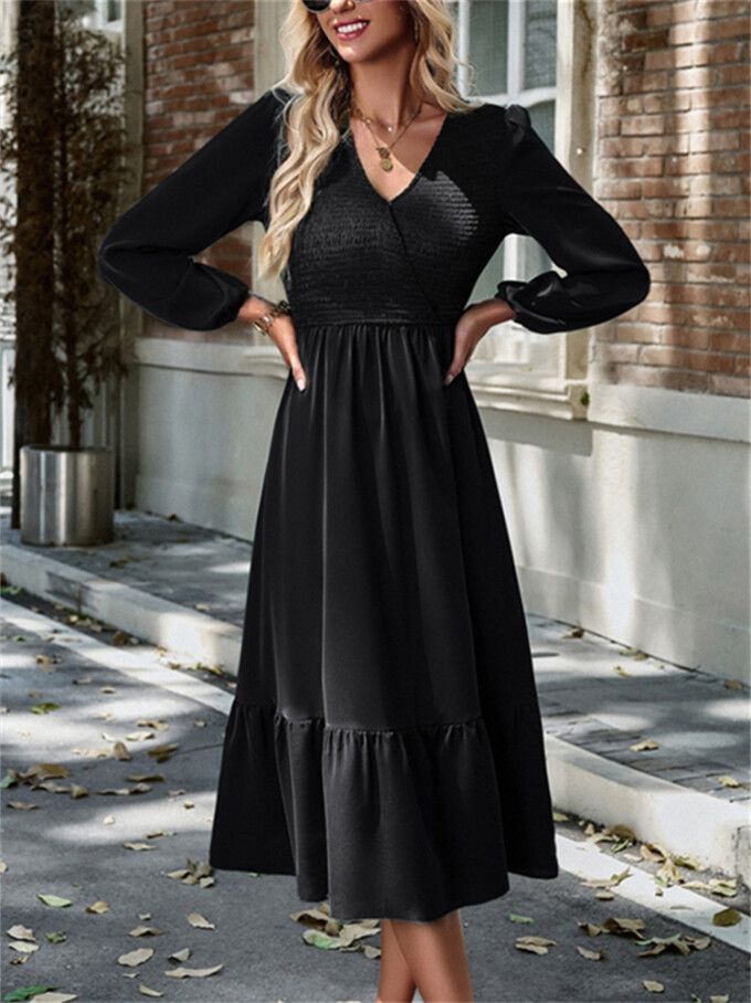 Womens-Wrap-V-Neck-Maxi-Dress-Puff-Long-Sleeve-Smocked-Tiered-A-Line-Pleated-Flowy-Long-Dress-Black-3.jpg