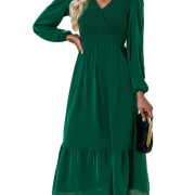 Womens-Wrap-V-Neck-Maxi-Dress-Puff-Long-Sleeve-Smocked-Tiered-A-Line-Pleated-Flowy-Long-Dress-Green-1