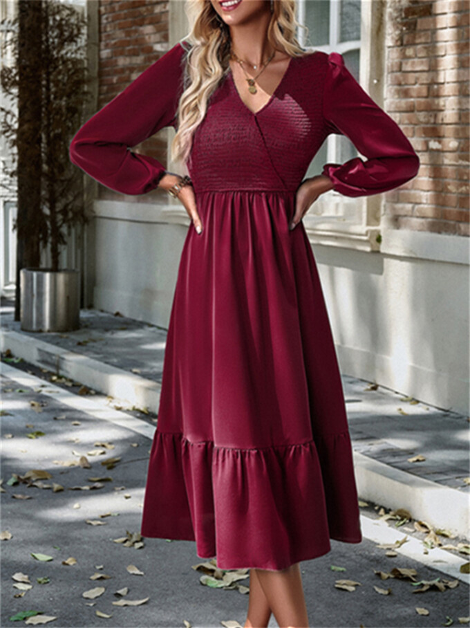 Womens-Wrap-V-Neck-Maxi-Dress-Puff-Long-Sleeve-Smocked-Tiered-A-Line-Pleated-Flowy-Long-Dress-Winered-3.jpg