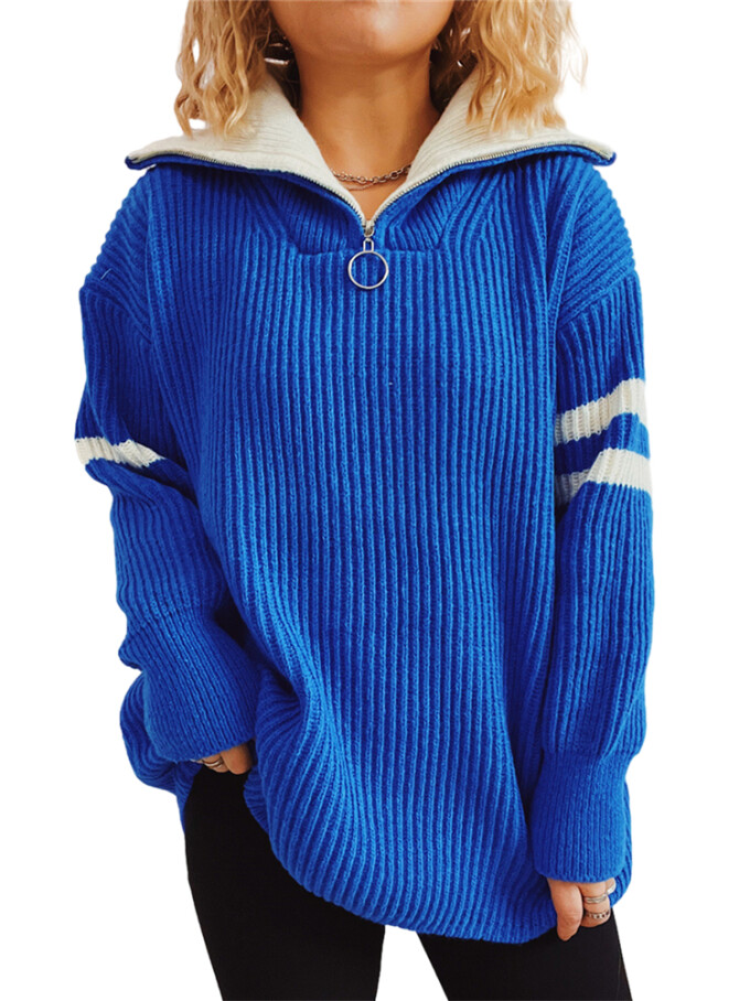 Womens-Half-Zip-V-Neck-Sweater-Blue-1.jpg