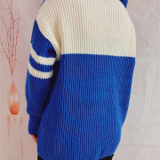 Womens-Half-Zip-V-Neck-Sweater-Blue-2