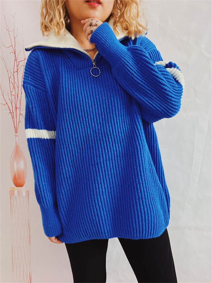 Womens-Half-Zip-V-Neck-Sweater-Blue-3.jpg