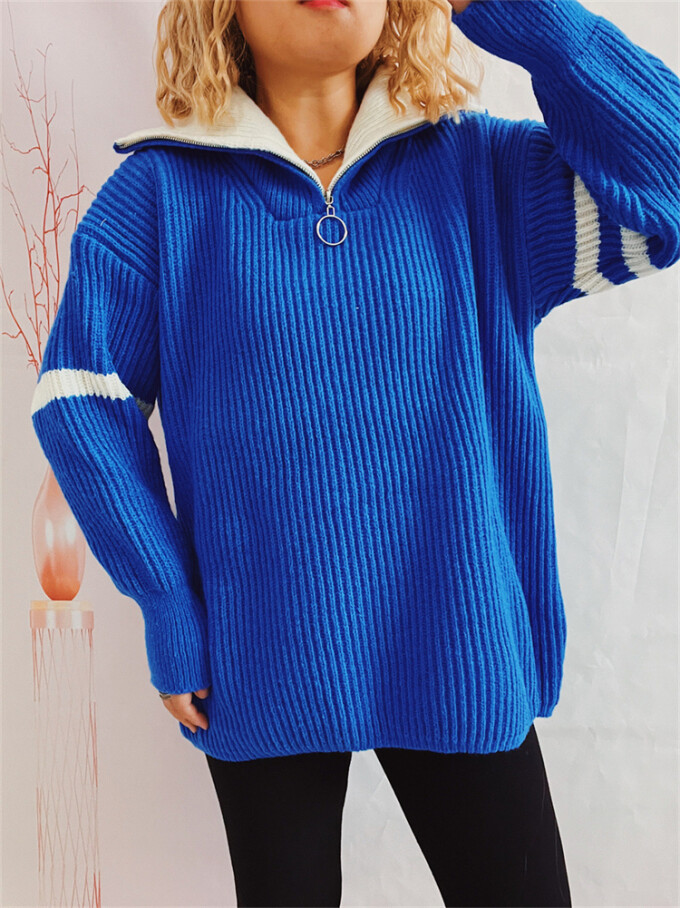 Womens-Half-Zip-V-Neck-Sweater-Blue-4.jpg