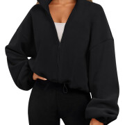 Womens-Cropped-Fleece-Jacket-Black-1