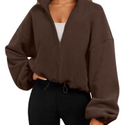 Womens-Cropped-Fleece-Jacket-Coffee-1