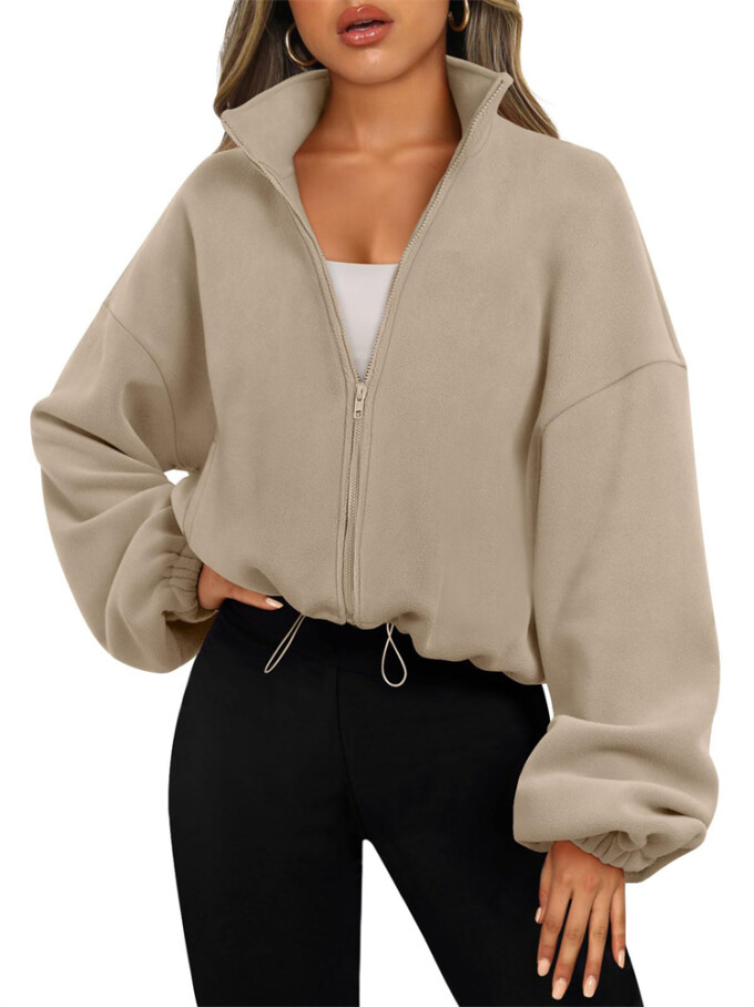 Womens-Cropped-Fleece-Jacket-Khaki-1.jpg