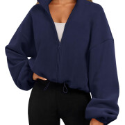 Womens-Cropped-Fleece-Jacket-Navyblue-1