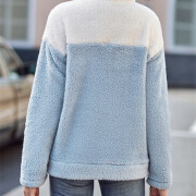 Womens-Fuzzy-Fleece-Pullover-Button-Collar-Sherpa-Sweatshirt-Winter-Long-Sleeve-Tops-Blue-2