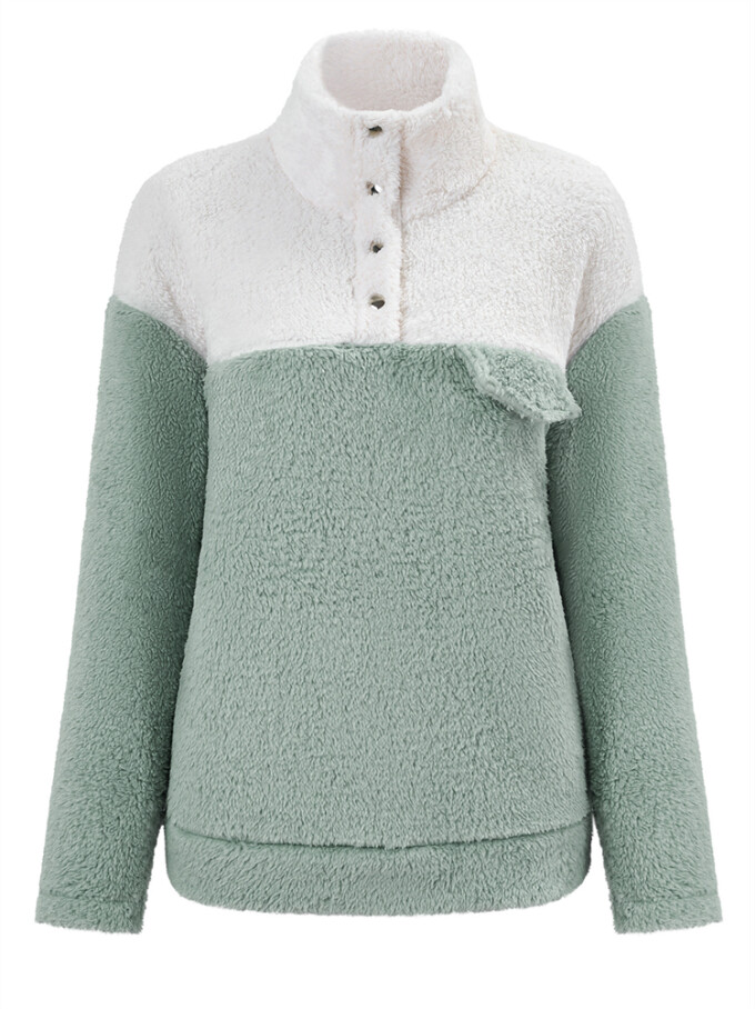 Womens-Fuzzy-Fleece-Pullover-Button-Collar-Sherpa-Sweatshirt-Winter-Long-Sleeve-Tops-Green-5.jpg