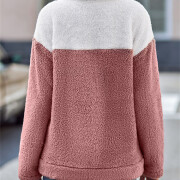 Womens-Fuzzy-Fleece-Pullover-Button-Collar-Sherpa-Sweatshirt-Winter-Long-Sleeve-Tops-Pink-2