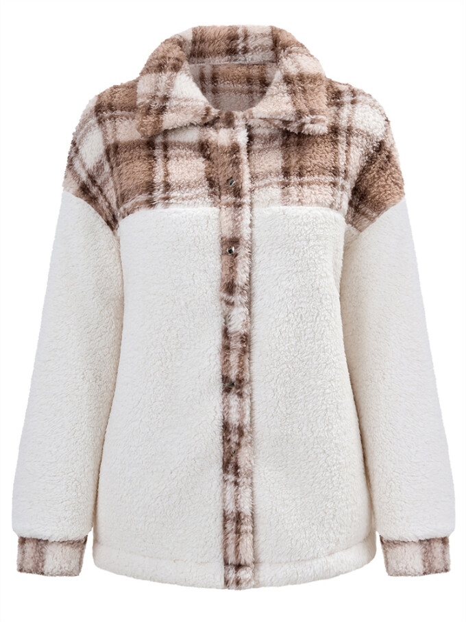 Womens-Fleece-Plaid-Jacket-Coat-Khaki-5.jpg