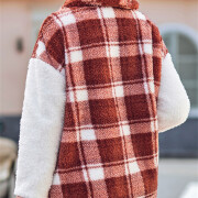 Womens-Fleece-Plaid-Jacket-Coat-Winered-2