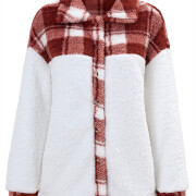 Womens-Fleece-Plaid-Jacket-Coat-Winered-5