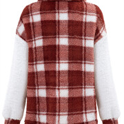 Womens-Fleece-Plaid-Jacket-Coat-Winered-6