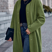 Womens-Fuzzy-Fleece-Midi-Coat-Green-3