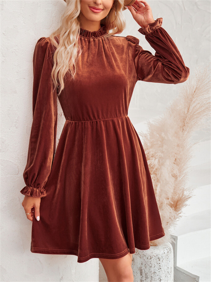 Womens-Mock-Neck-Velvet-Dress-Brown-3.jpg