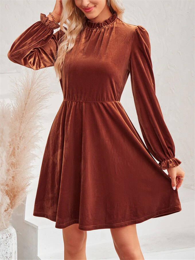 Womens-Mock-Neck-Velvet-Dress-Brown-4.jpg