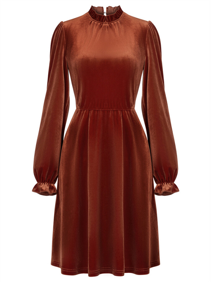 Womens-Mock-Neck-Velvet-Dress-Brown-5.jpg