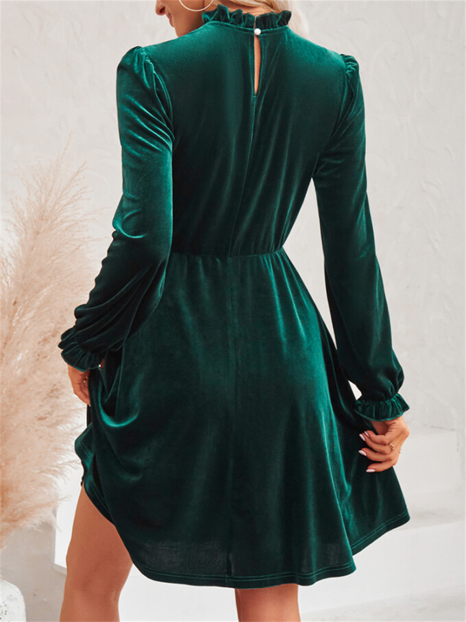 Womens-Mock-Neck-Velvet-Dress-Darkgreen-2.jpg