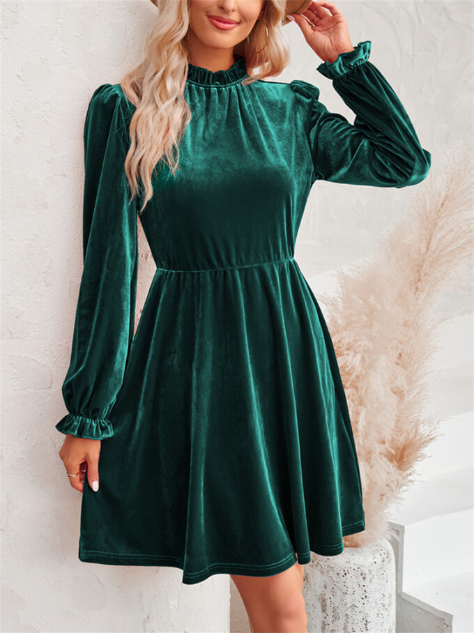 Womens-Mock-Neck-Velvet-Dress-Darkgreen-3.jpg