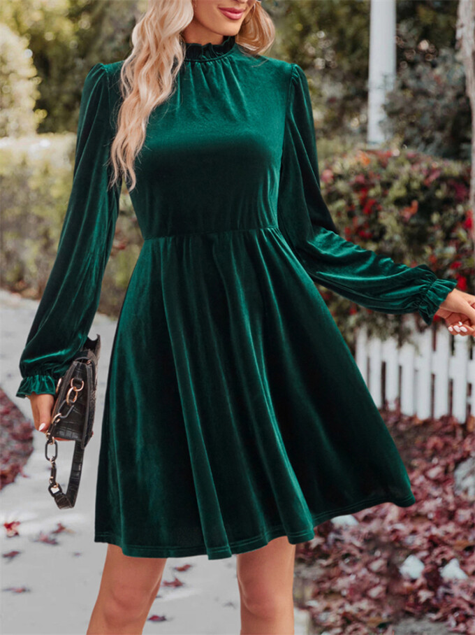 Womens-Mock-Neck-Velvet-Dress-Darkgreen-4.jpg