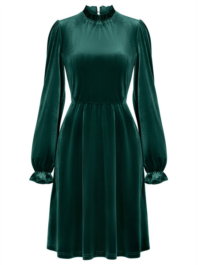 Womens-Mock-Neck-Velvet-Dress-Darkgreen-5.jpg