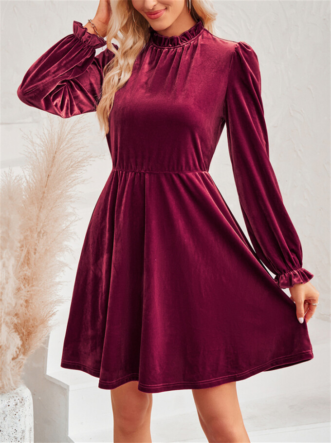 Womens-Mock-Neck-Velvet-Dress-Winered-3.jpg