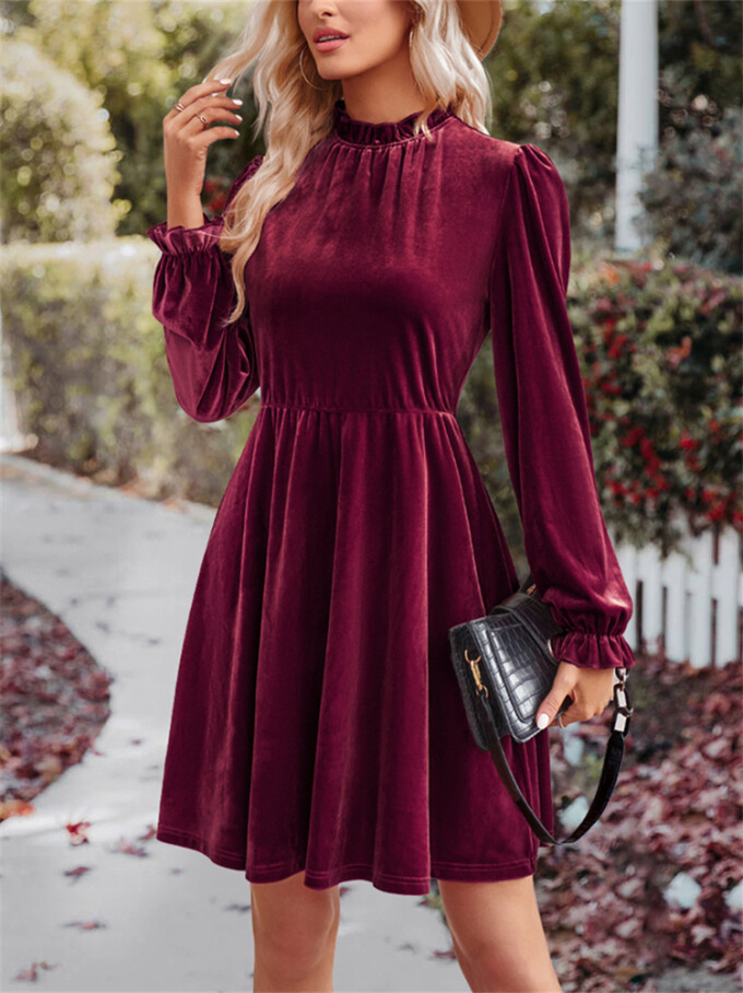 Womens-Mock-Neck-Velvet-Dress-Winered-4.jpg