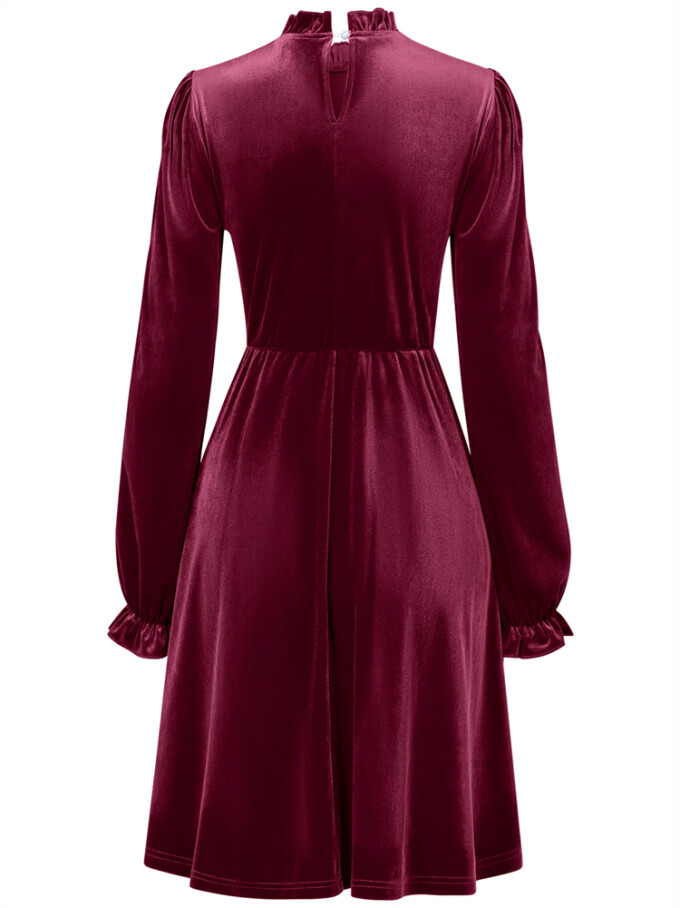 Womens-Mock-Neck-Velvet-Dress-Winered-6.jpg