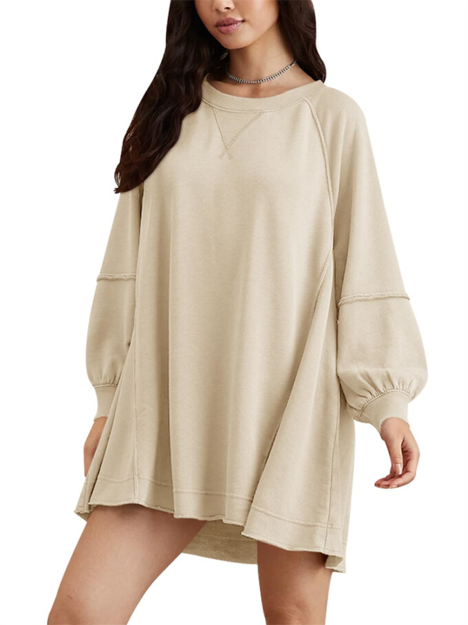 Womens-Long-Lantern-Sleeve-Sweatshirt-Mini-Dress-Apricot-1.jpg