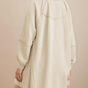 Womens-Long-Lantern-Sleeve-Sweatshirt-Mini-Dress-Apricot-2