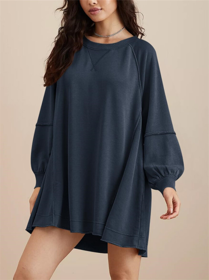 Womens-Long-Lantern-Sleeve-Sweatshirt-Mini-Dress-Navyblue-1.jpg