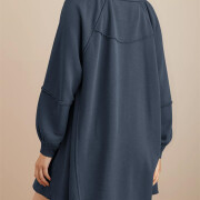 Womens-Long-Lantern-Sleeve-Sweatshirt-Mini-Dress-Navyblue-2