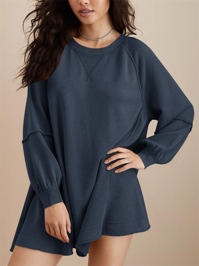 Womens-Long-Lantern-Sleeve-Sweatshirt-Mini-Dress-Navyblue-3.jpg