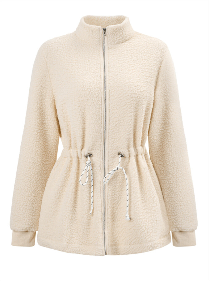 Womens-Fleece-Jacket-Casual-Full-Zip-Stand-Collar-Utility-Drawstring-Waist-Fuzzy-Sherpa-Coat-Apricot-5.jpg