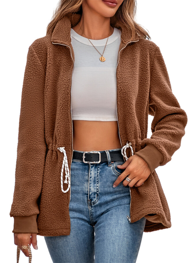 Womens-Fleece-Jacket-Casual-Full-Zip-Stand-Collar-Utility-Drawstring-Waist-Fuzzy-Sherpa-Coat-Brown-1.jpg