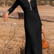 Womens-Knit-Long-Sweater-Dress-Black-5