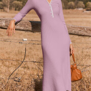 Womens-Knit-Long-Sweater-Dress-Purple-2