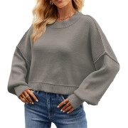 Womens-Lantern-Sleeve-Crop-Sweater-Darkgrey-1