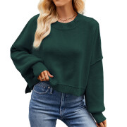 Womens-Lantern-Sleeve-Crop-Sweater-Green-1